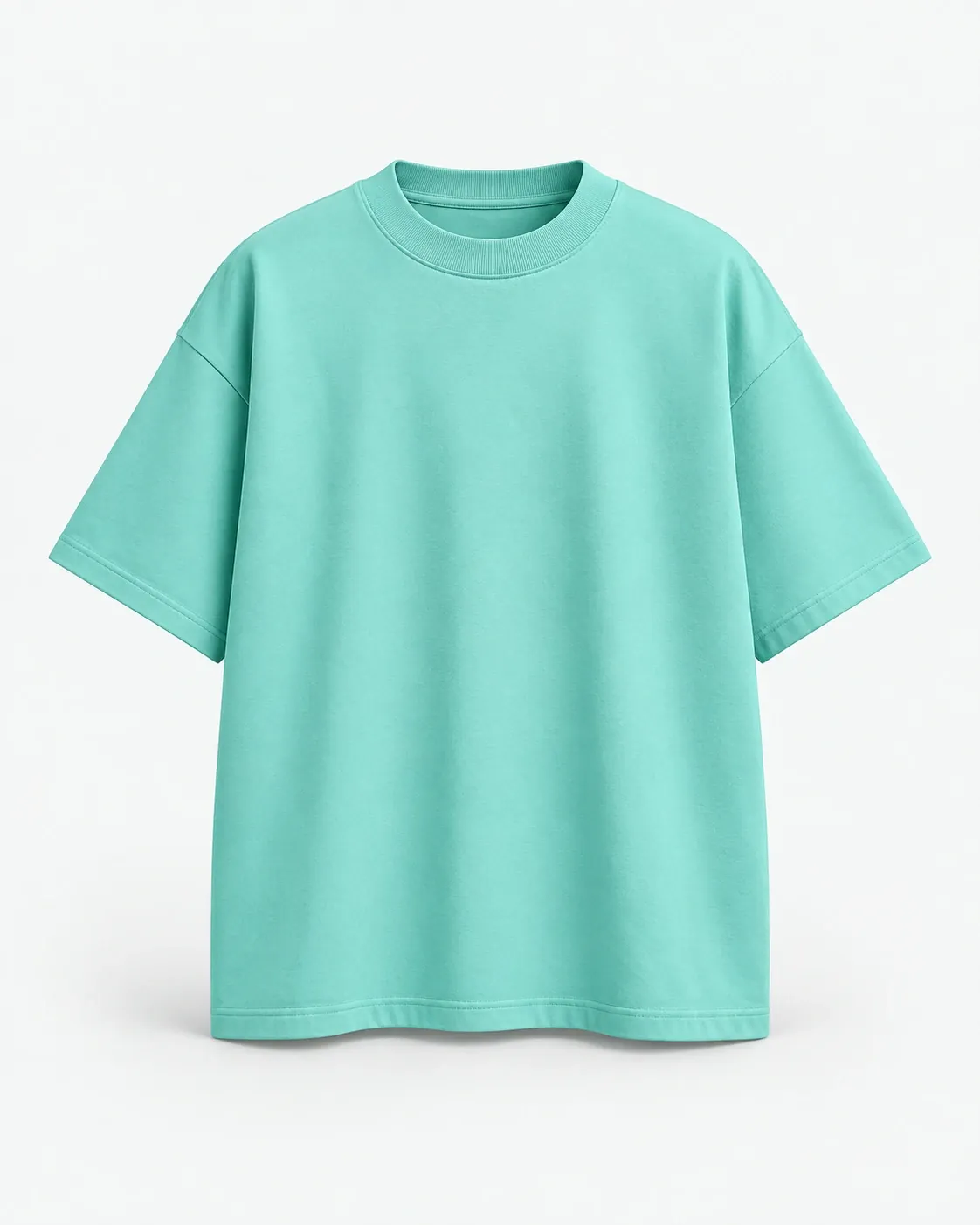 Concept garment: a mint boxy heavyweight t-shirt from the front