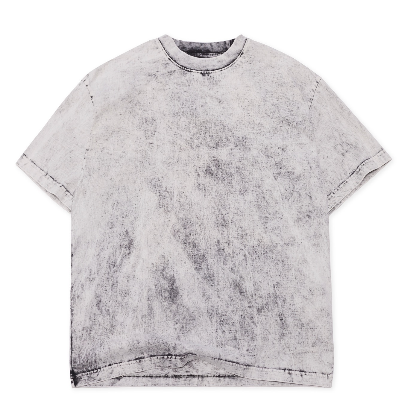 The CCSST250SNW oversized box tee in cement overdye, laid flat from the front