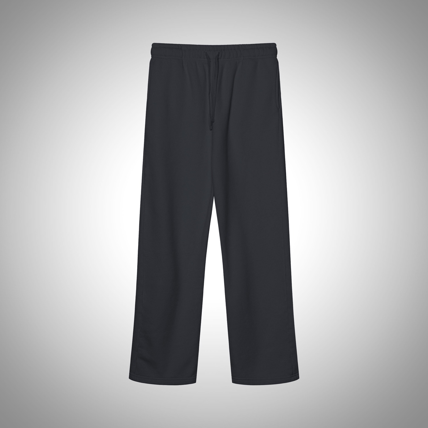 The Perfect sweatpant in off black, laid flat from the front