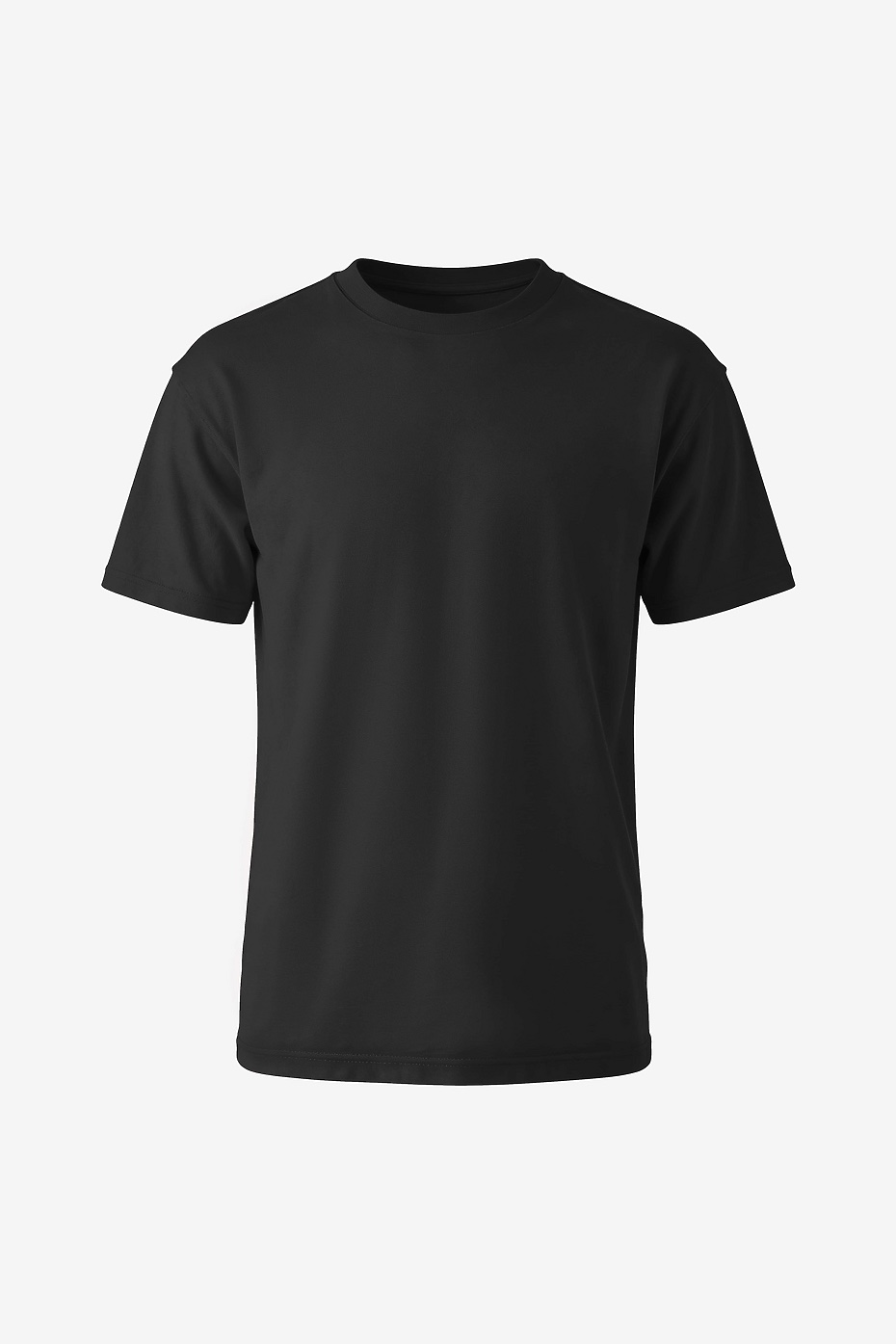 The ZS1001 premium crew neck tee in black, laid flat from the front on a white ground